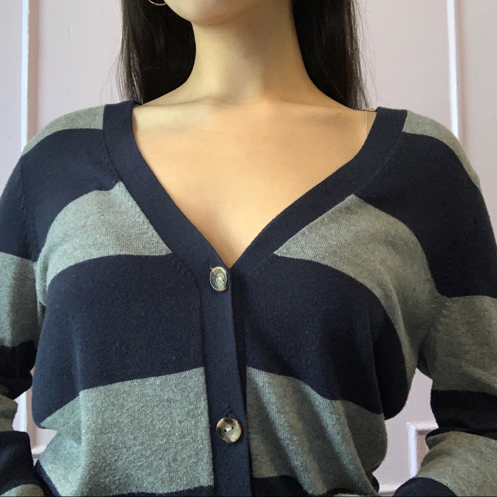 Tommy Hilfiger Women's Striped Button-Up Cardigan - Picture 2 of 7
